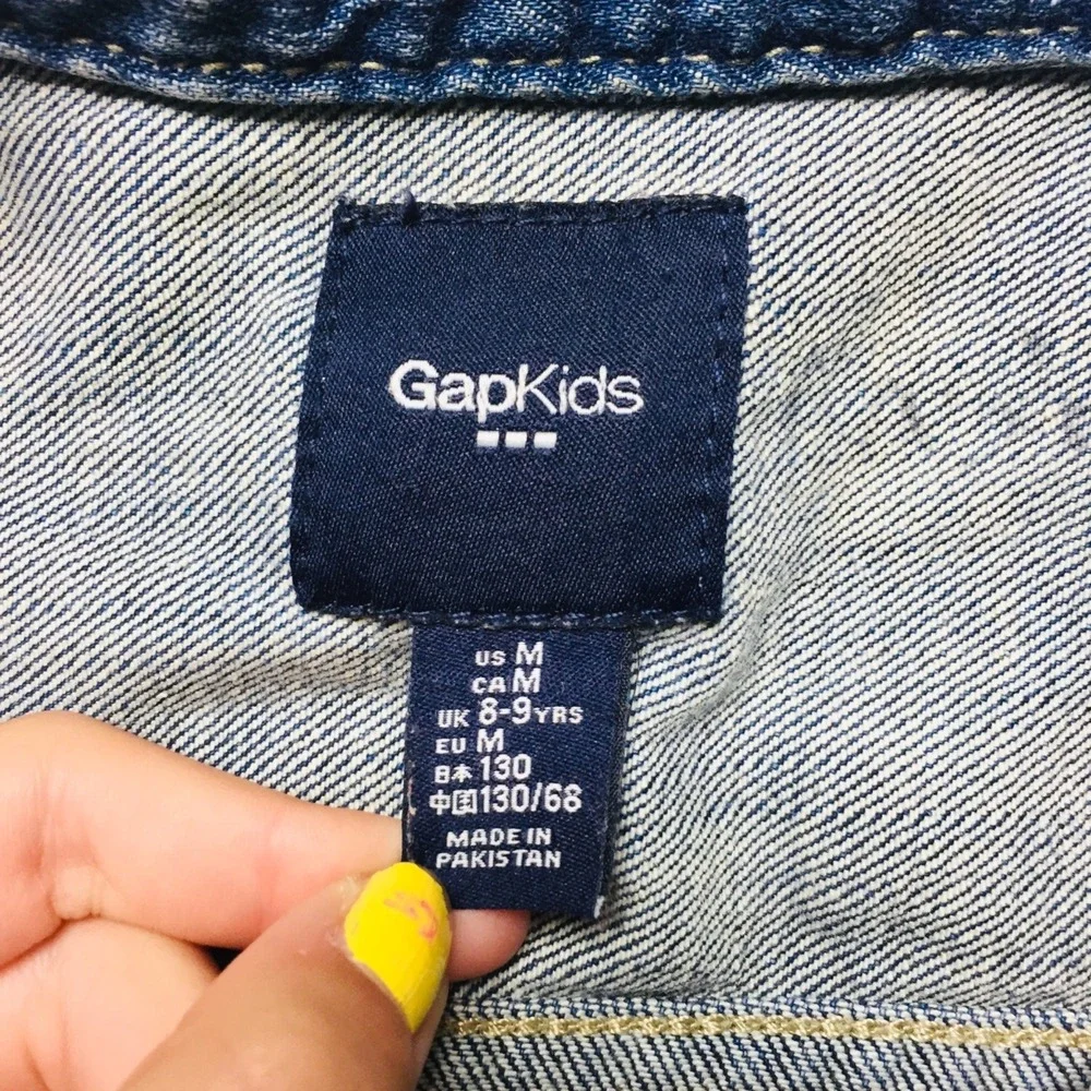 Gap Kids Jean Jacket Girls Medium Denim Dark Wash Button Up Cropped Pockets